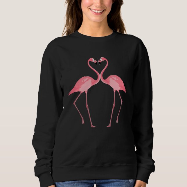 Sweatshirt Beautiful Pink Flamingos Birds Love (Devant)