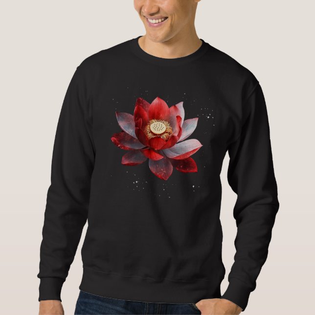 Sweatshirt Beautiful red and white lotus flower spreckels blo (Devant)
