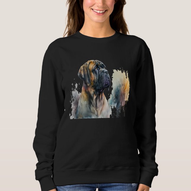 Sweatshirt Beautiful Watercolor Mastiff Portrait (Devant)