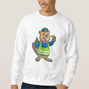 Sweatshirt Beaver en tant qu'agent de police avec sifflet
