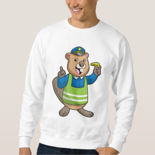Sweatshirt Beaver en tant qu'agent de police avec sifflet
