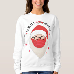 Sweatshirt Bébé c'est Covid devant Père Noël avec masque
