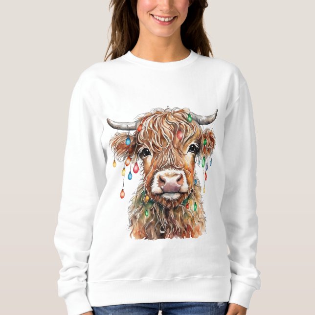 Sweatshirt Bébé Highland Vache Noël (Devant)