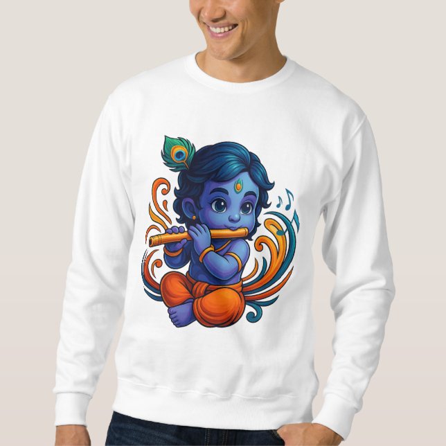 Sweatshirt Bébé Krishna avec Flûte - Vibes de paix | 3D dynam (Devant)