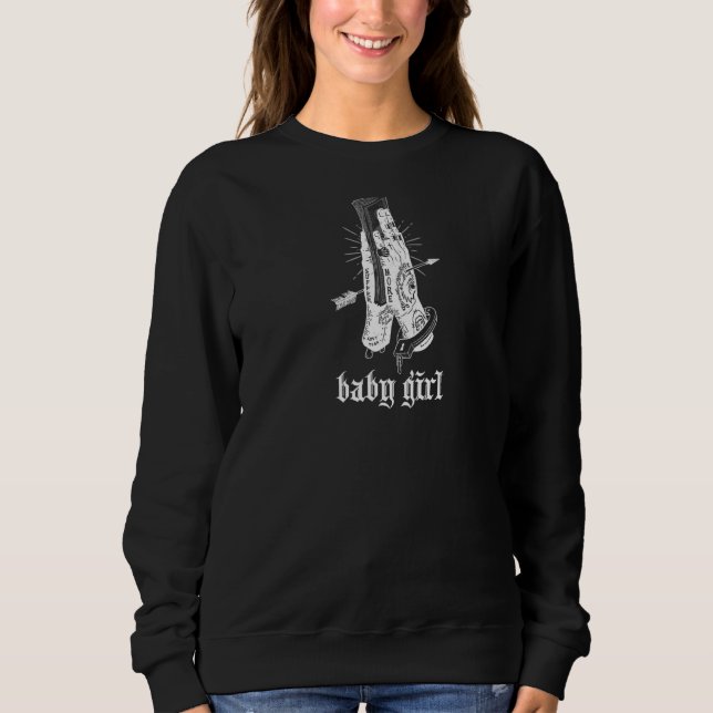 Sweatshirt Bébé Mains Fille Avec De L'Argent Piercé Par Flèch (Devant)