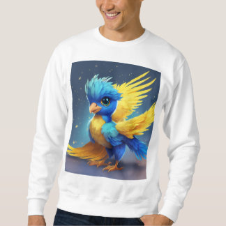 Sweatshirt Bébé mignon Phoenix avec Plumes Bleues et Jaunes.