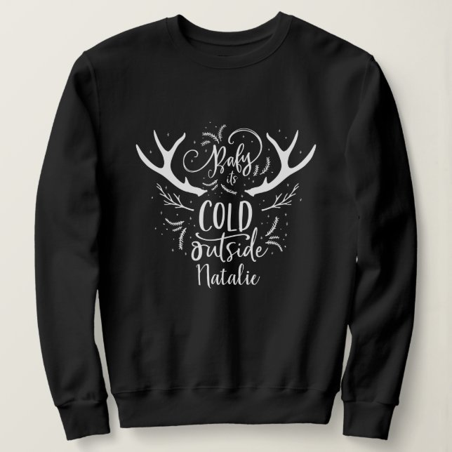 Sweatshirt Bébé son froid en dehors des vacances en tête de c (Design devant)