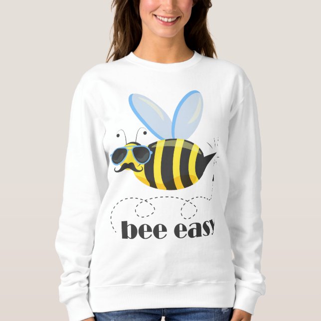 Sweatshirt Bee caractère avec mustache lunettes de soleil Bee (Devant)