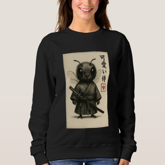 Sweatshirt Bee Samurai Ink Art Sumi-e Style Novelty Kawaii Wo (Devant)
