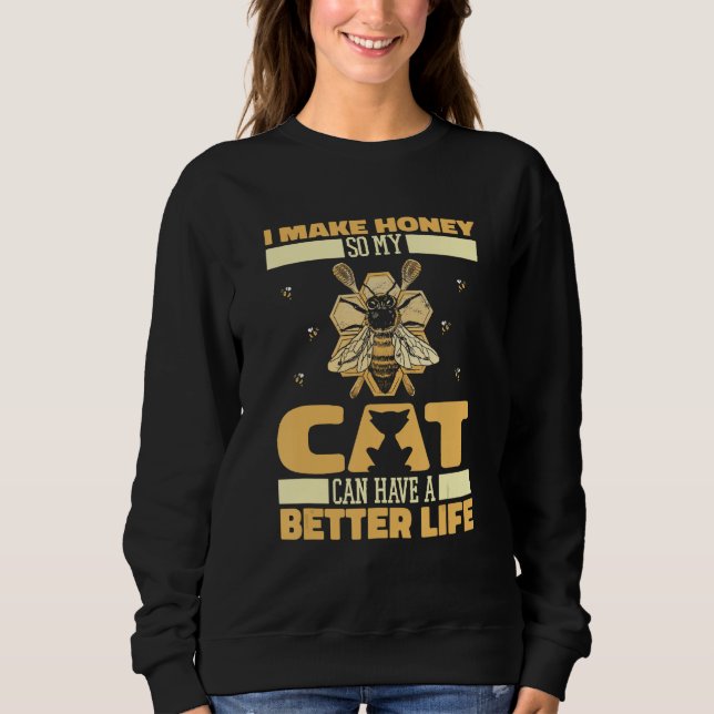 Sweatshirt Beekeeper Cat Bee Honey  Honeycomb Beekeeping (Devant)