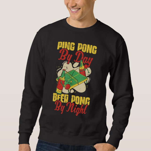 Sweatshirt Beer Pong By Night Table Tennis Player (Devant)