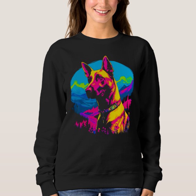 Sweatshirt Belgian Malinois Dog Pop Art (Devant)