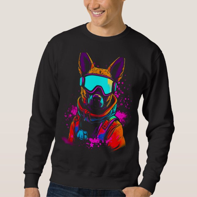 Sweatshirt Belgian Malinois Dog Winter Snowboard (Devant)