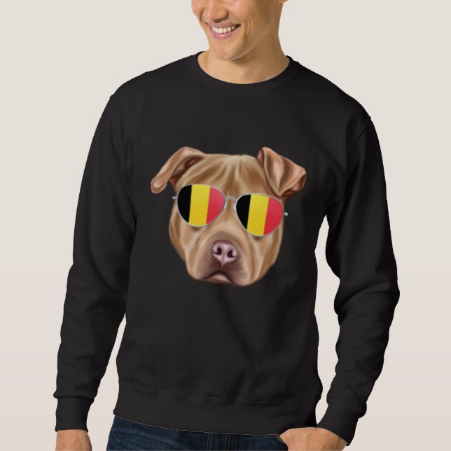 Sweatshirt Belgium Flag Usa Staffordshire Terrier Dog Belgium (Devant)