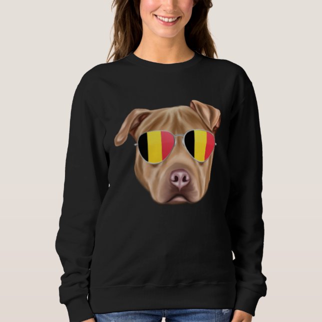 Sweatshirt Belgium Flag Usa Staffordshire Terrier Dog Belgium (Devant)
