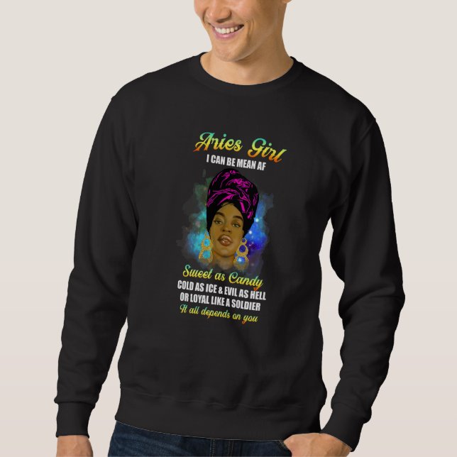 Sweatshirt Bélier Fille Afro Noire Horoscope Zodiaque Mars Av (Devant)