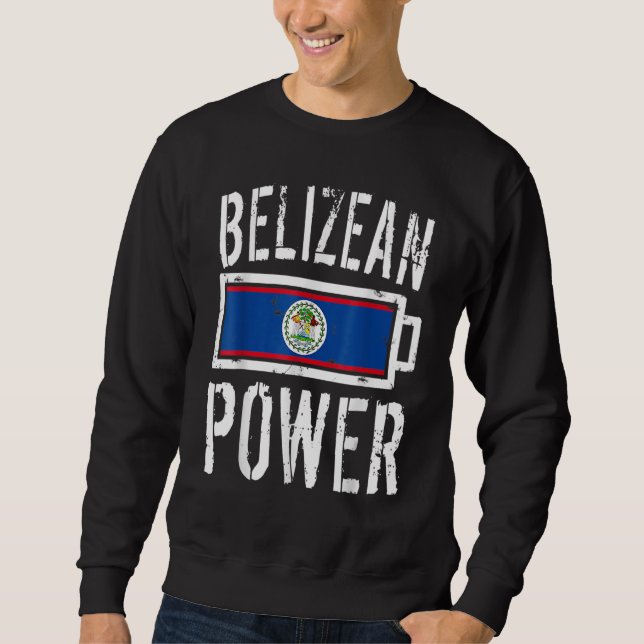 Sweatshirt Bélize Drapeau Bélizienne Batterie d'alimentation  (Devant)