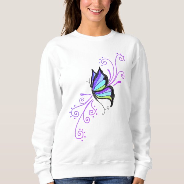 Sweatshirt Belle Abstraction de Papillon à Porter (Devant)