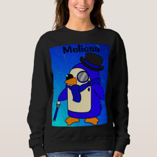 Sweatshirt Belle bande dessinée pingouin bleu foncé