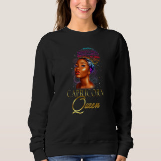 Sweatshirt Belle Capricorne Africaine Américaine Reine Noir W