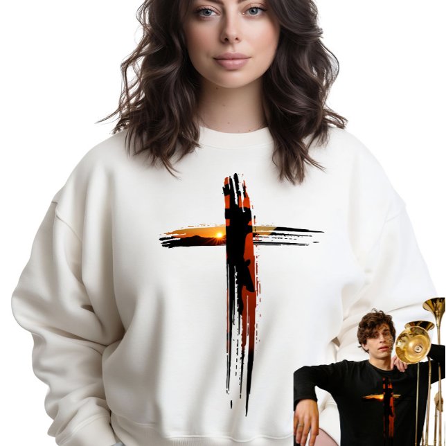 Sweatshirt Belle croix de Noël Artistique Rustique (Créateur téléchargé)