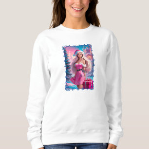 Sweatshirt Belle fille de Noël rose 01