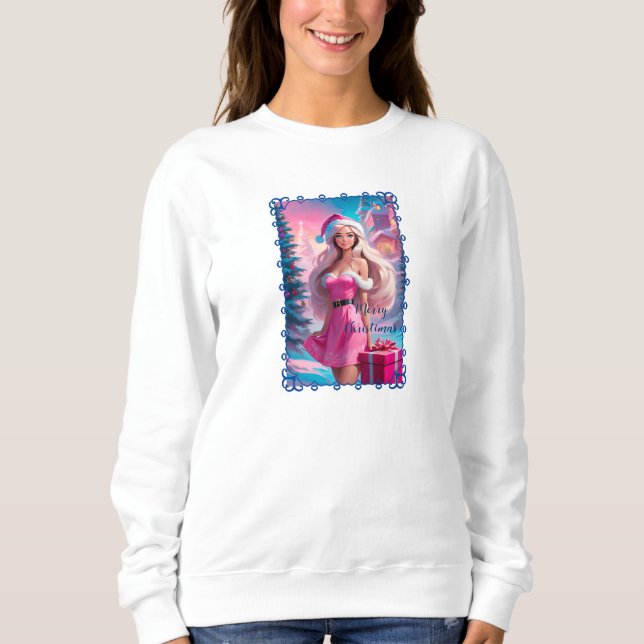 Sweatshirt Belle fille de Noël rose 01 (Devant)