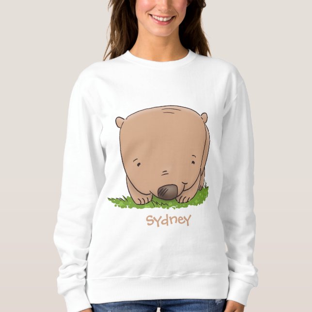 Sweatshirt Belle illustration de dessin animé de bébé wombat (Devant)