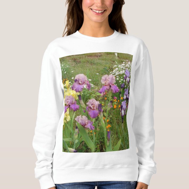 Sweatshirt Belle Iris Fleur violet Fleur Photo (Devant)