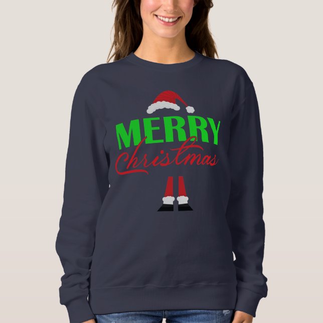 Sweatshirt Belle Santa Hat et Jambes Joyeux Noël (Devant)