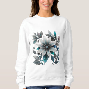 Sweatshirt belles fleurs de glace et feuilles