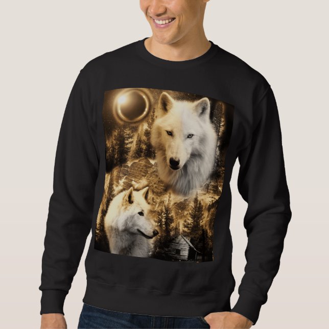 Sweatshirt Belles loups Lune d'hiver Nature (Devant)