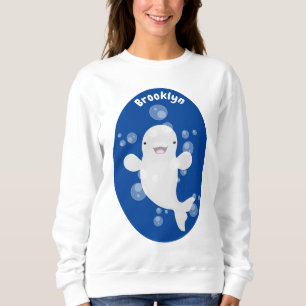 Sweatshirt Béluga mignon bulles dessin de dessin animé
