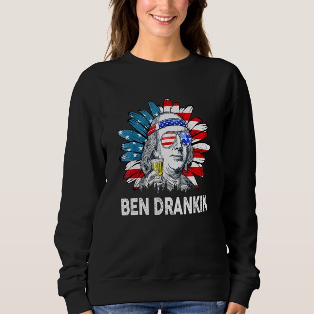 Sweatshirt Ben Drankin 4 juillet Benjamin Franklin Hommes Fem (Devant)