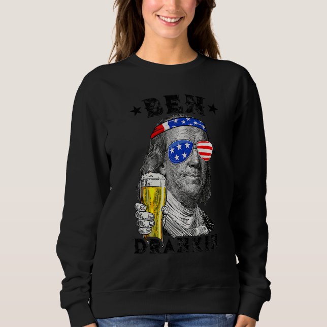 Sweatshirt Ben Drankin Benjamin Franklin Drink Bière 4e De J (Devant)