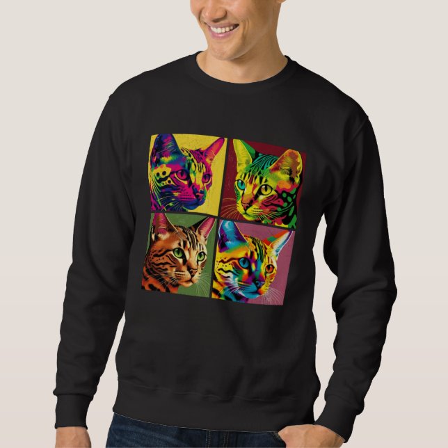 Sweatshirt Bengal Cat Pop Illustration Colorful Animal Women  (Devant)