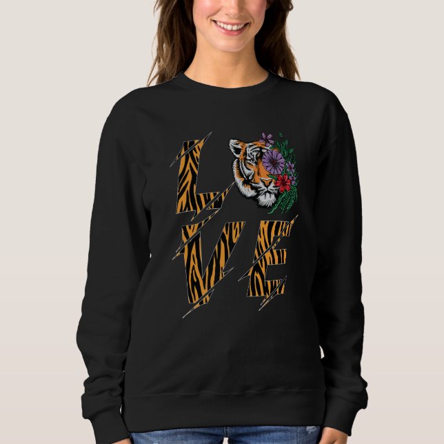 Sweatshirt Bengal Tiger Love Flower (Devant)