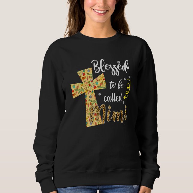 Sweatshirt Béni d'être appelé Mimi Cross Noël de la mère (Devant)
