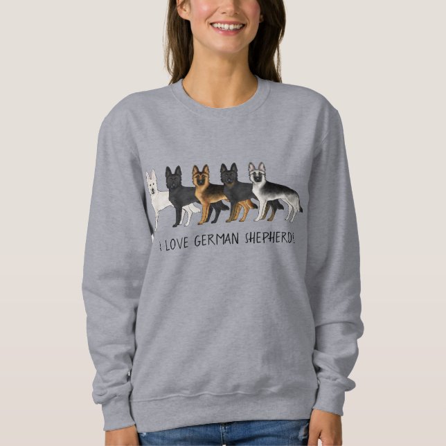 Sweatshirt Berger Allemand Chiens mignons J'aime Bergers Alle (Devant)