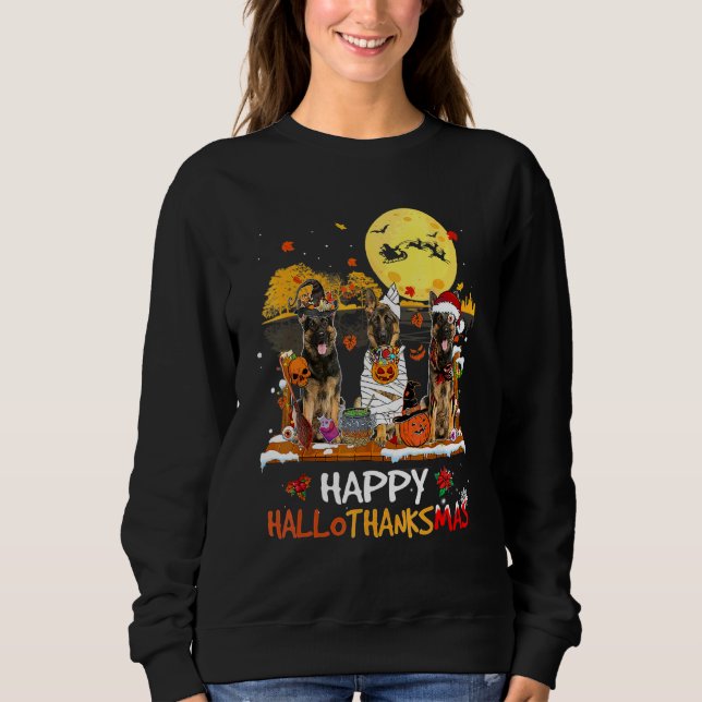 Sweatshirt Berger Allemand Joyeux Hallothanksmas Halloween Th (Devant)