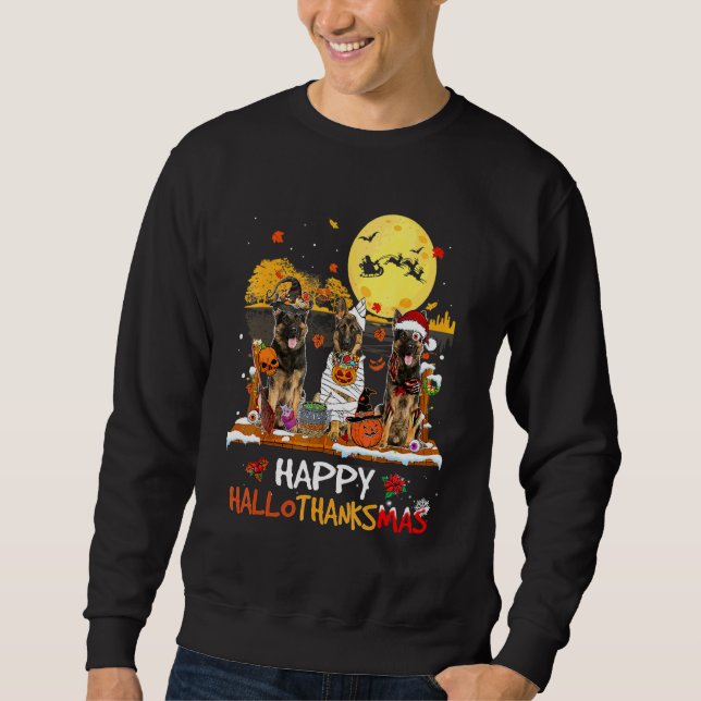 Sweatshirt Berger Allemand Joyeux Hallothanksmas Halloween Th (Devant)