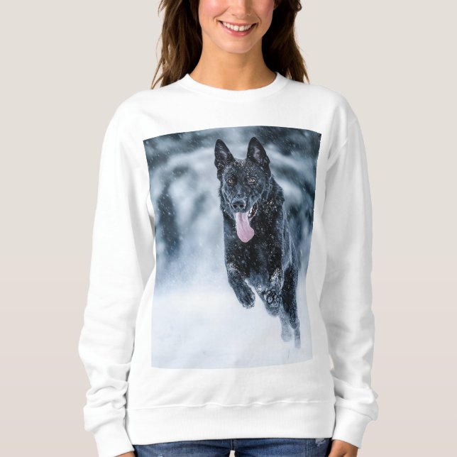 Sweatshirt Berger allemand noir dans la couverture de duvet d (Devant)