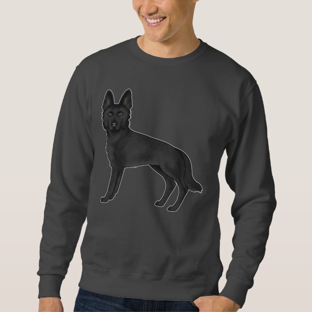 Sweatshirt Berger noir allemand mignon Cartoon Chien d'élevag (Devant)