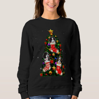 Sweatshirt Bernedoodle en chaussette Sapin de Noël Lumières d
