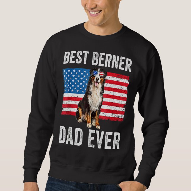 Sweatshirt Berner Papa Drapeau Américain Propriétaire Chien B (Devant)