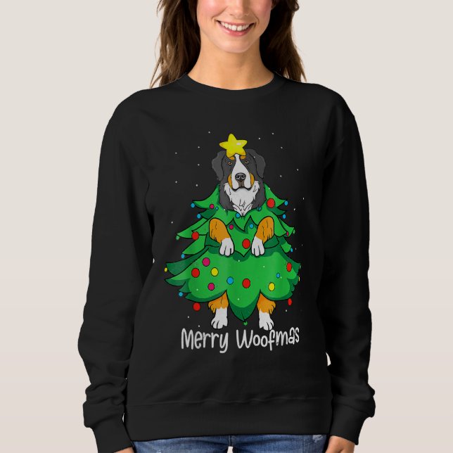 Sweatshirt Bernese Mountain Christmas Tree D-Og M-Om Papa (Devant)