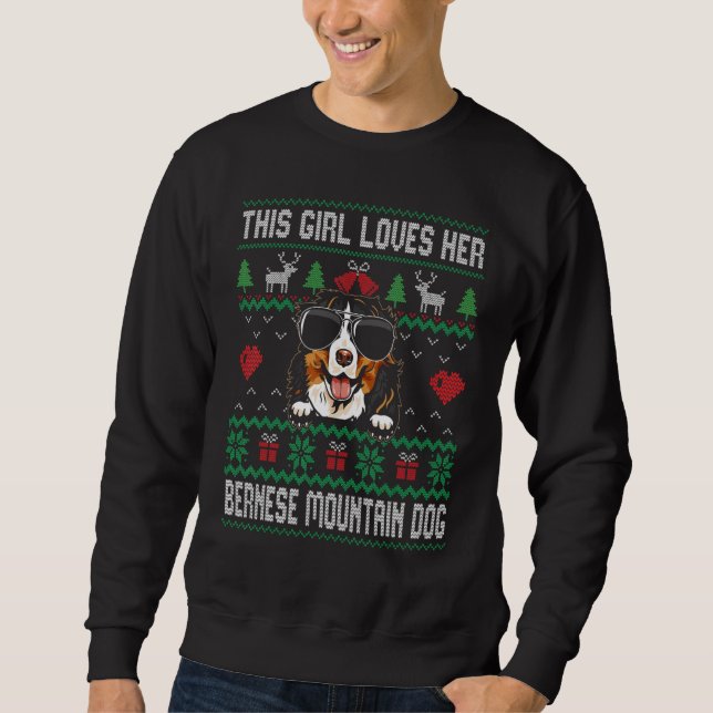 Sweatshirt Bernese Mountain Dog Girl Cool Ugly Christmas for  (Devant)