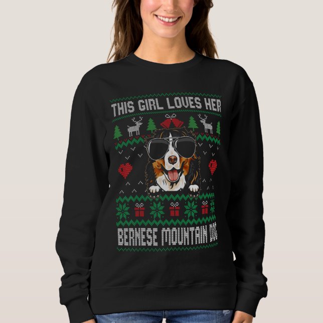 Sweatshirt Bernese Mountain Dog Girl Cool Ugly Christmas for  (Devant)