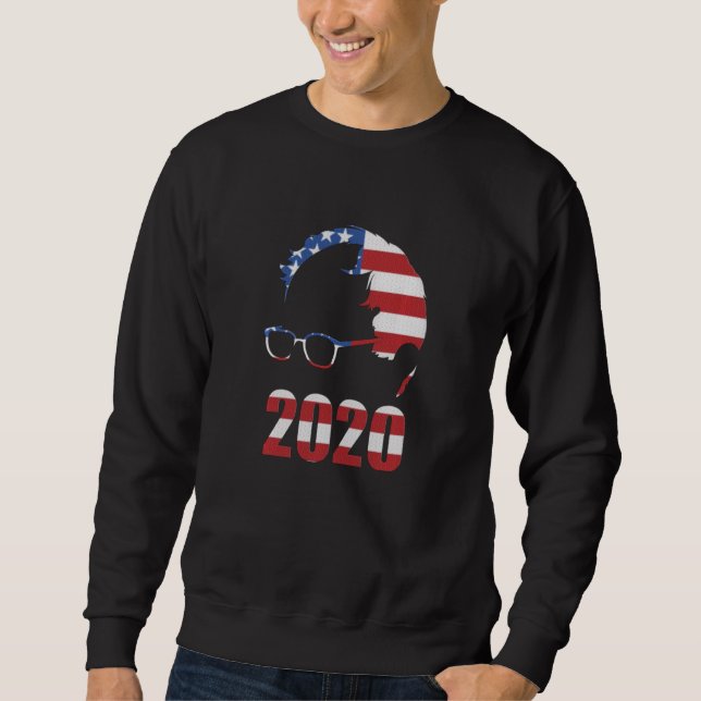 Sweatshirt Bernie Sanders 2020 Bernie Cheveux Et Lunettes Usa (Devant)