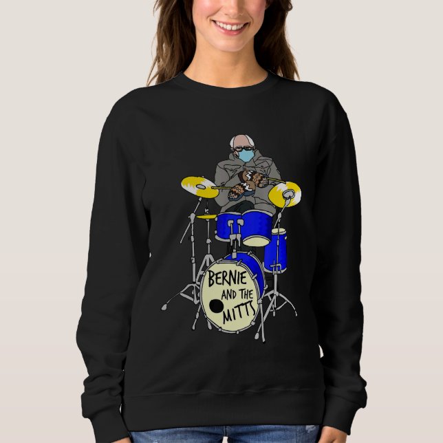 Sweatshirt Bernie Sanders Mittens Drumming Drum Inauguration (Devant)